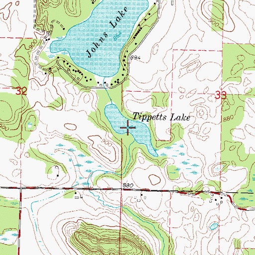 Topographic Map of Tippetts Lake, WI