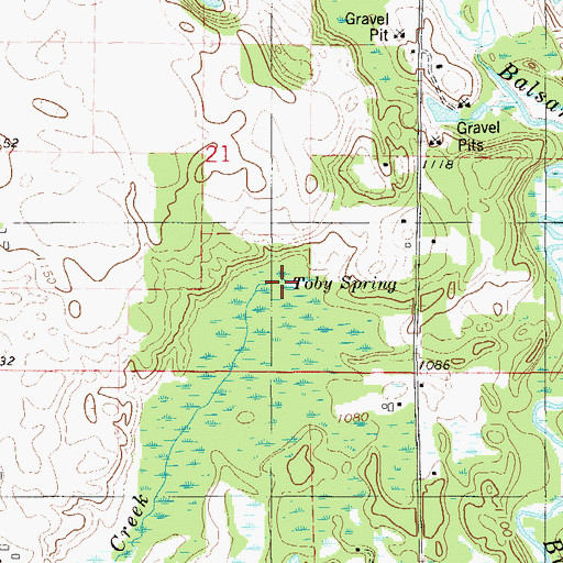 Topographic Map of Toby Spring, WI
