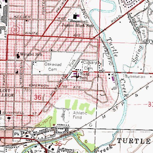 Topographic Map of Todd Elementary School, WI