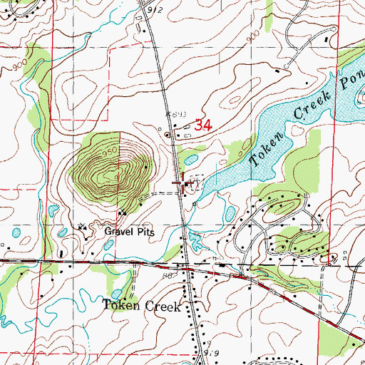 Topographic Map of Token Creek School, WI