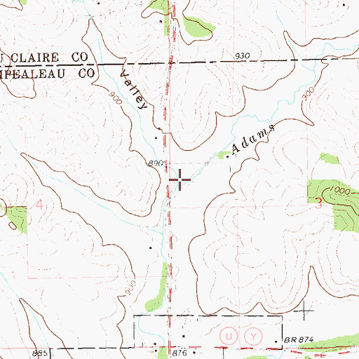 Topographic Map of Tolleston Valley, WI