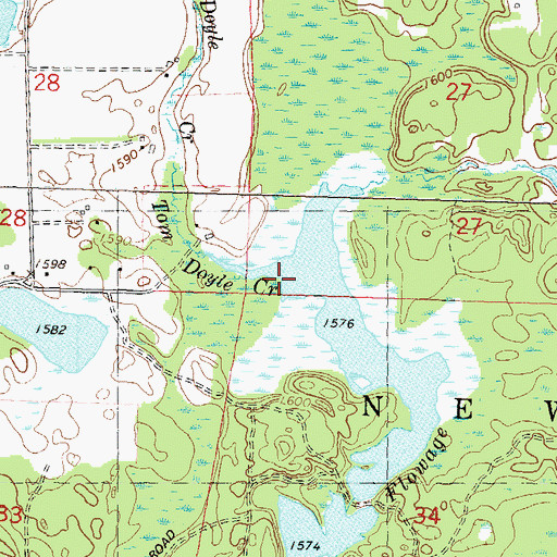 Topographic Map of Tom Doyle Creek, WI