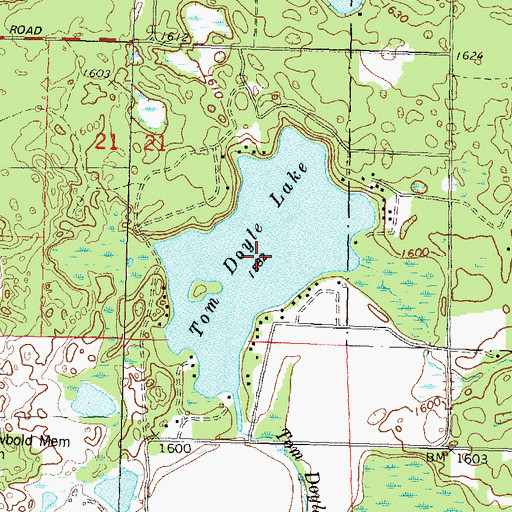 Topographic Map of Tom Doyle Lake, WI