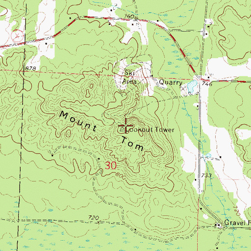 Topographic Map of Mount Tom, WI