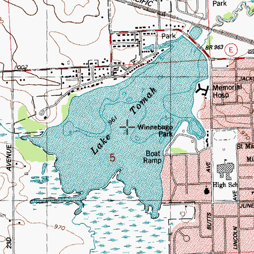 Topographic Map of Lake Tomah, WI