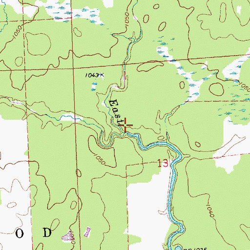 Topographic Map of Toms Creek, WI