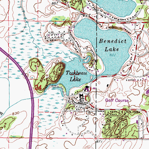 Topographic Map of Tombeau Lake, WI