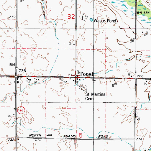 Topographic Map of Tonet, WI