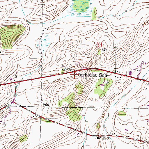 Topographic Map of Torhorst School (historical), WI