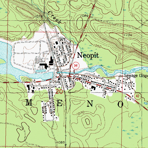 Topographic Map of Tourtillotte Creek, WI