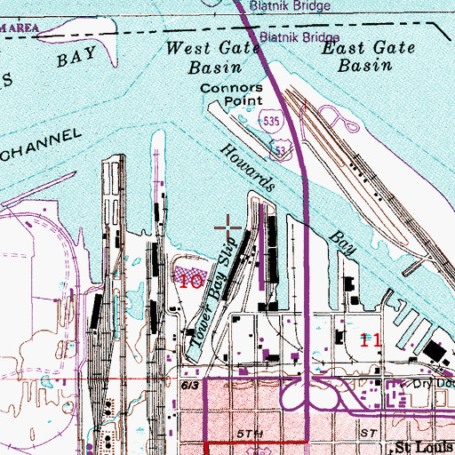 Topographic Map of Tower Bay Slip, WI