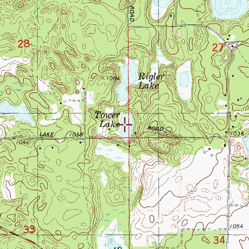 Topographic Map of Tower Lake, WI