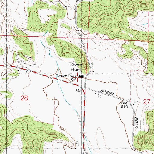 Topographic Map of Tower Rock Elementary School, WI