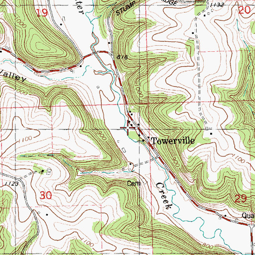 Topographic Map of Towerville, WI