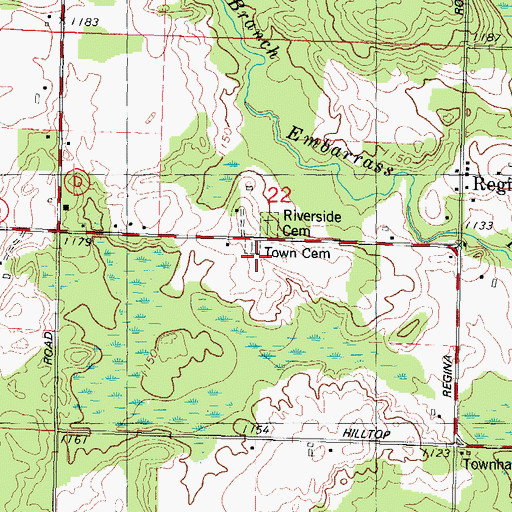 Topographic Map of Town Cemetery, WI