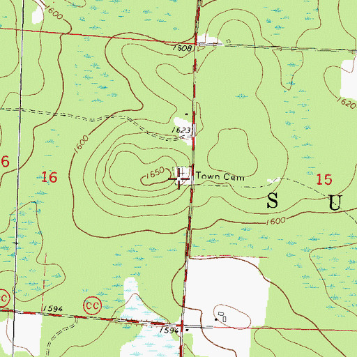 Topographic Map of Town Cemetery, WI