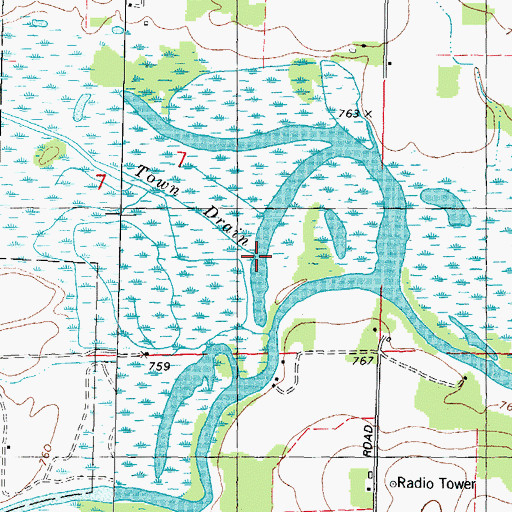 Topographic Map of Town Drain, WI
