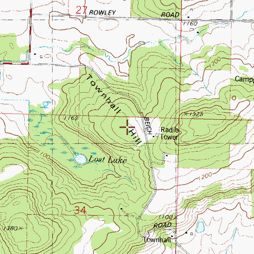 Topographic Map of Townhall Hill, WI