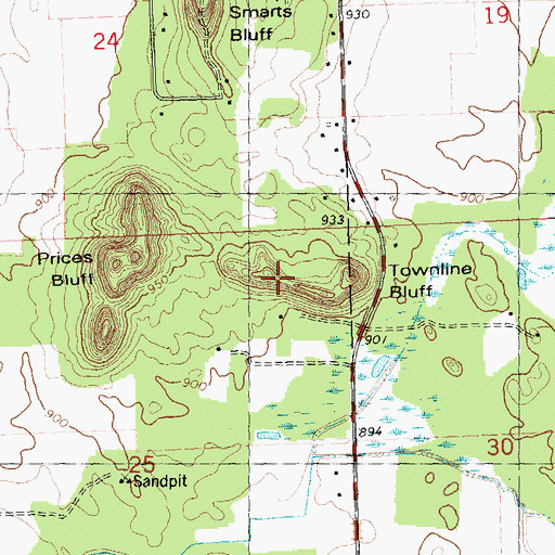 Topographic Map of Townline Bluff, WI