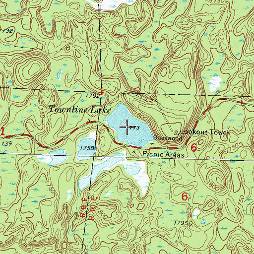 Topographic Map of Townline Lake, WI