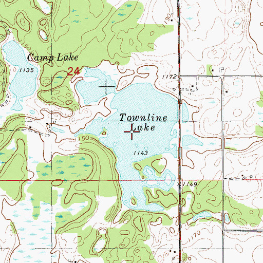 Topographic Map of Townline Lake, WI