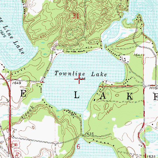 Topographic Map of Townline Lake, WI