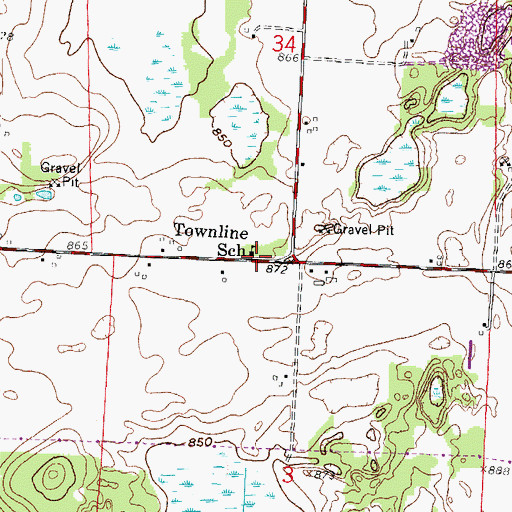 Topographic Map of Townline School, WI