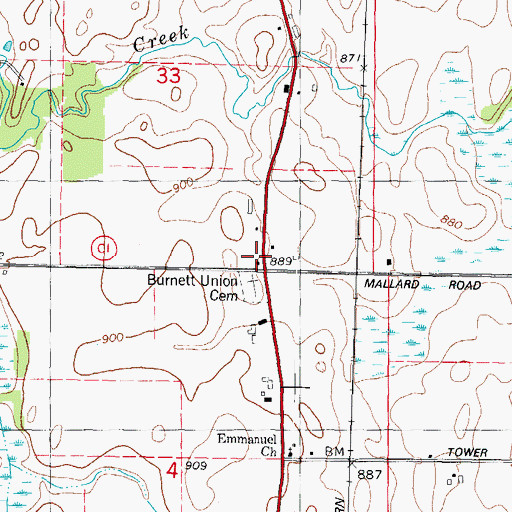Topographic Map of Townline School, WI