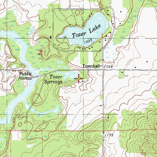 Topographic Map of Tozer Springs, WI