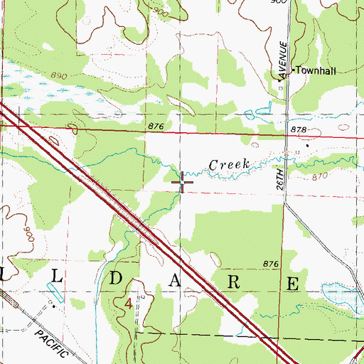 Topographic Map of Tracy Creek, WI