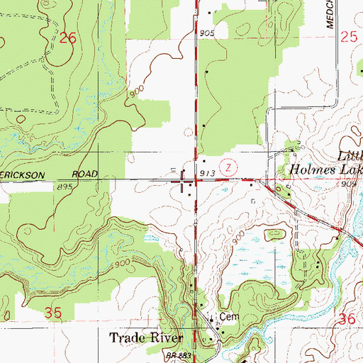 Topographic Map of Trade River School, WI