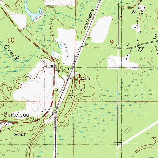 Topographic Map of Cortelyou Cemetery, AL