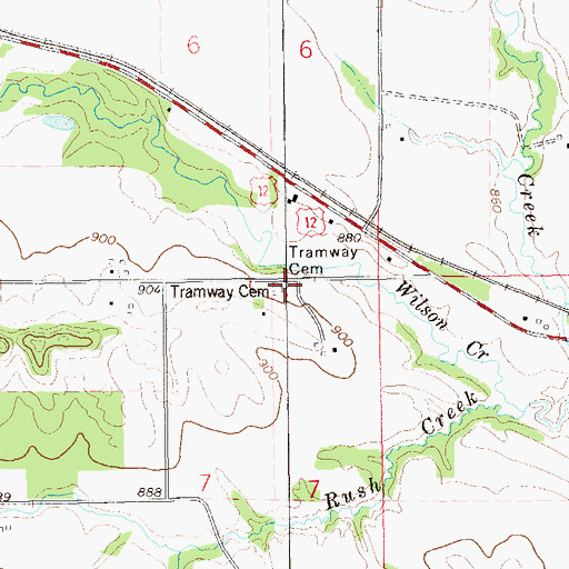 Topographic Map of Tramway Cemetery, WI