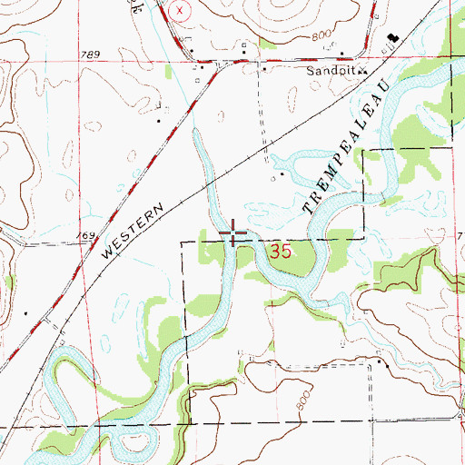 Topographic Map of Traverse Valley Creek, WI
