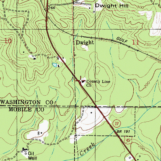 Topographic Map of County Line Cemetery, AL