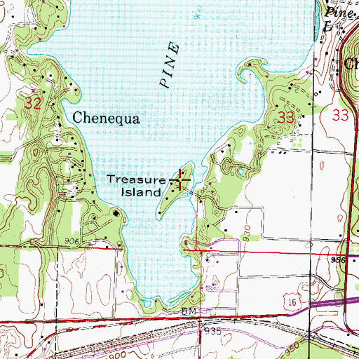 Topographic Map of Treasure Island, WI