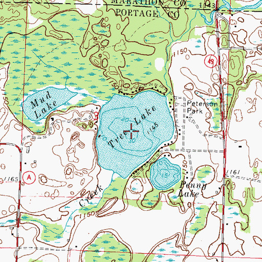 Topographic Map of Tree Lake, WI