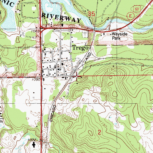 Topographic Map of Trego, WI