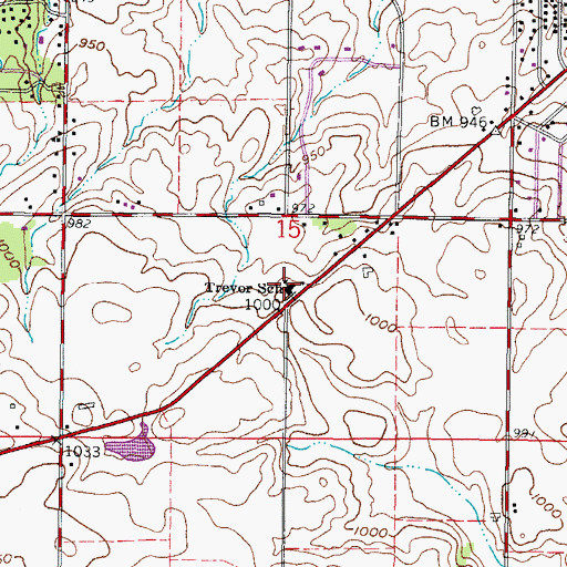Topographic Map of Traver Elementary School, WI