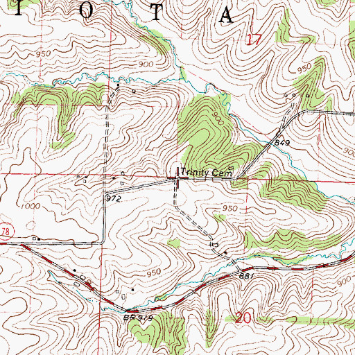 Topographic Map of Trinity Cemetery, WI