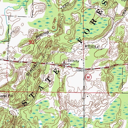 Topographic Map of Trinity Cemetery, WI