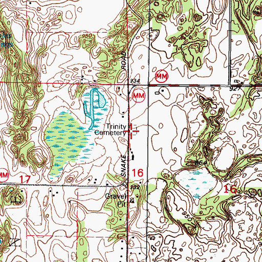 Topographic Map of Trinity Cemetery, WI