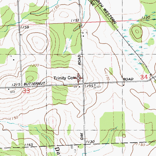 Topographic Map of Trinity Cemetery, WI