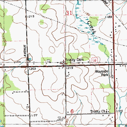 Topographic Map of Trinity Cemetery, WI