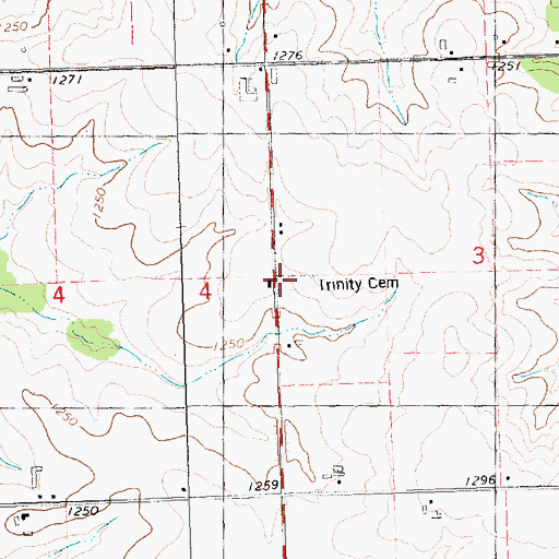 Topographic Map of Trinity Cemetery, WI