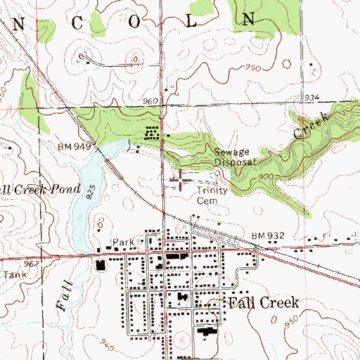 Topographic Map of Trinity Cemetery, WI