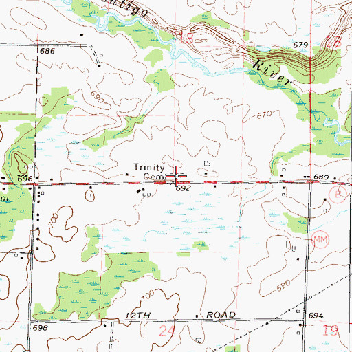 Topographic Map of Trinity Cemetery, WI