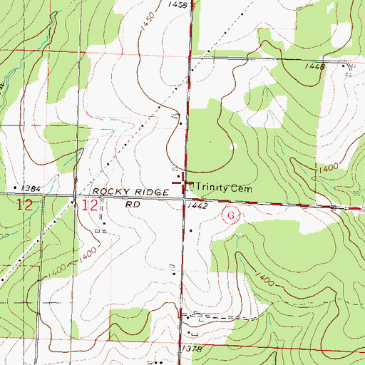 Topographic Map of Trinity Cemetery, WI