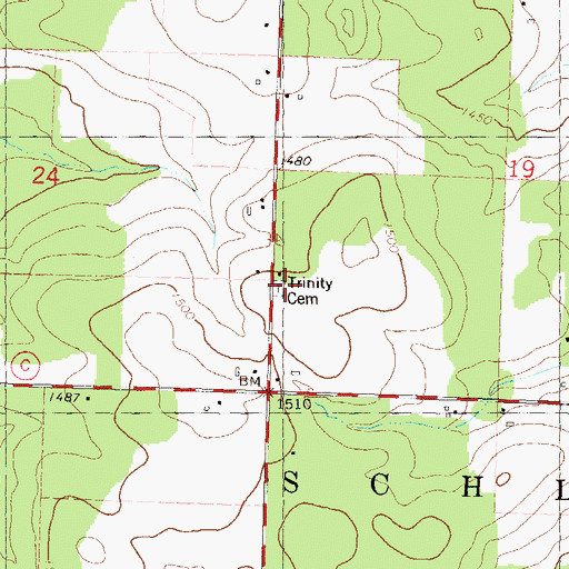 Topographic Map of Trinity Cemetery, WI