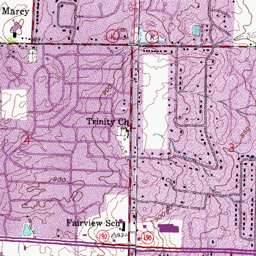 Topographic Map of Trinity Church, WI